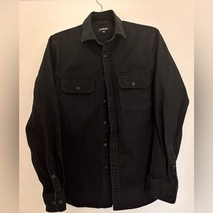 Black Slim Herringbone Military Overshirt/Shirt Jacket